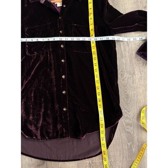 Anthropologie maeve purple velvet button front long sleeve - Picture 6 of 9